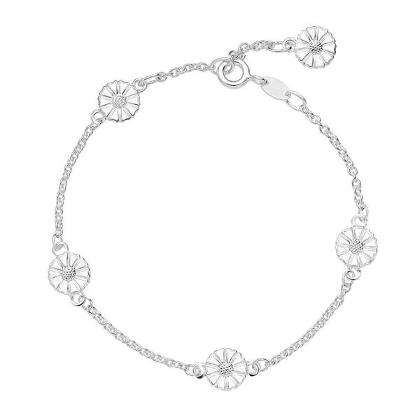 Lund Marguerit armbånd i Sølv med 5 Margueritter - 17 til 19 cm