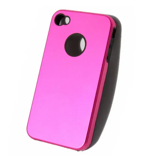 iPhone 4 alu cover m silikone indmad. Pink.