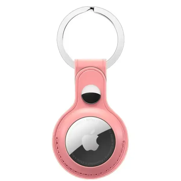 Apple AirTag læder nøglering. Lyserød.